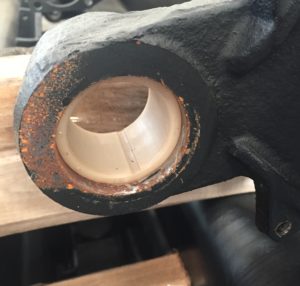 Corroded mounting hole. Corrosion is not always easy to see.